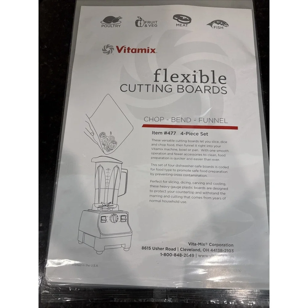 Vitamix Flexible Cutting Boards Poultry Meat Fruit Vegetable Fish Set 3 NEW
